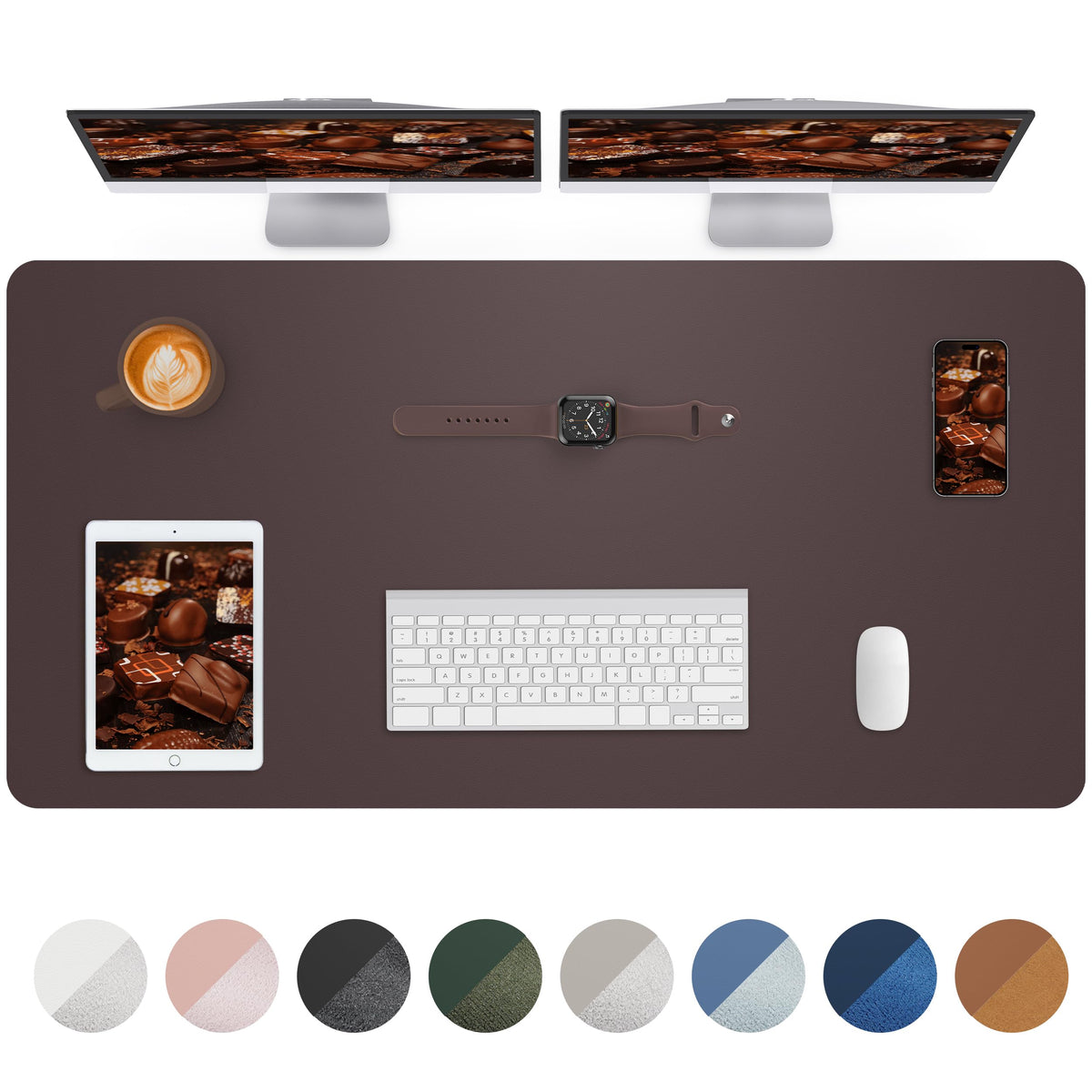 AFIING Leather Desk Pad Protector, Mouse Pad, Office Desk Mat, Non-Slip PU Leather Desk Blotter, Large Desk Mat, Waterproof Keyboard Mat for Office/Home/Decor (Dark Green, 48" x 17")