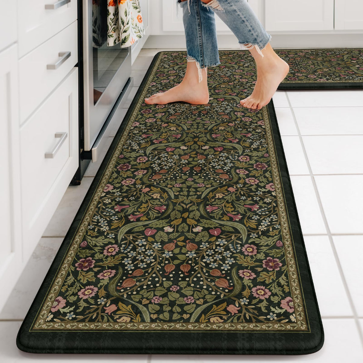 Collive Kitchen Mats for Floor, Kitchen Rugs Sets of 2 Non Slip Washable