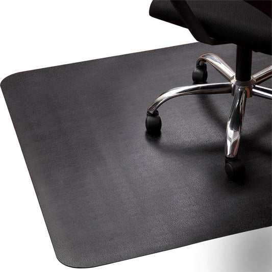 Office Rolling Chair Mat for Hardwood and Tile Floor, Black, Anti-Slip, Non-Curve, Chair Mat Best for Under the Computer Desk, 47 x 35 Rectangular Non-Toxic Plastic Protector, Not for Carpet