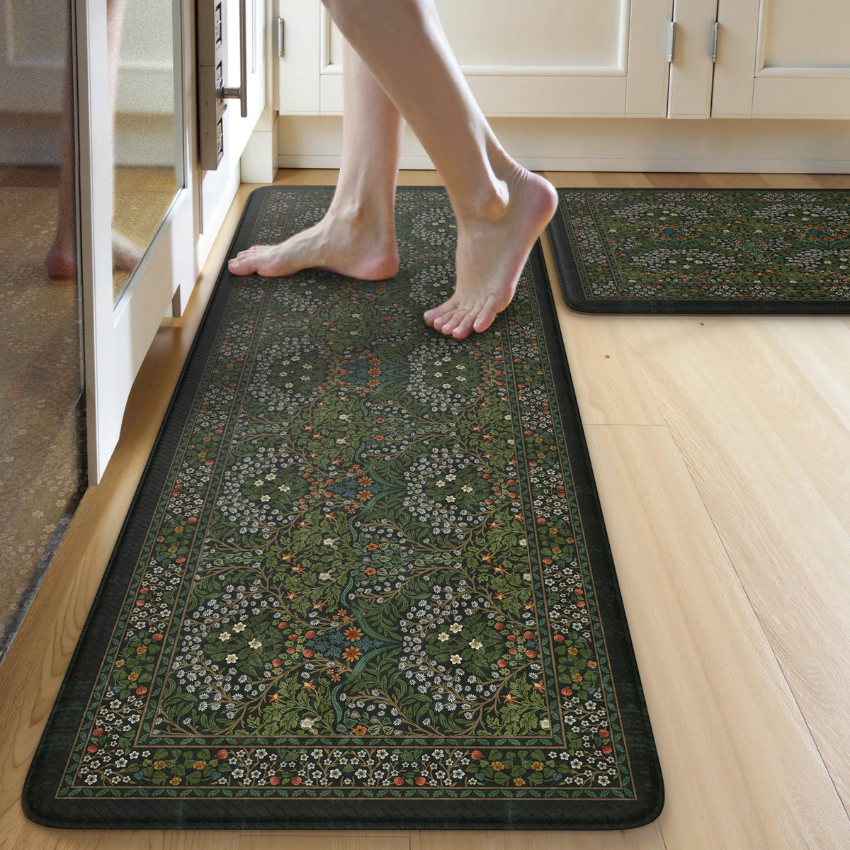 Collive Kitchen Mats for Floor, Kitchen Rugs Sets of 2 Non Slip Washable