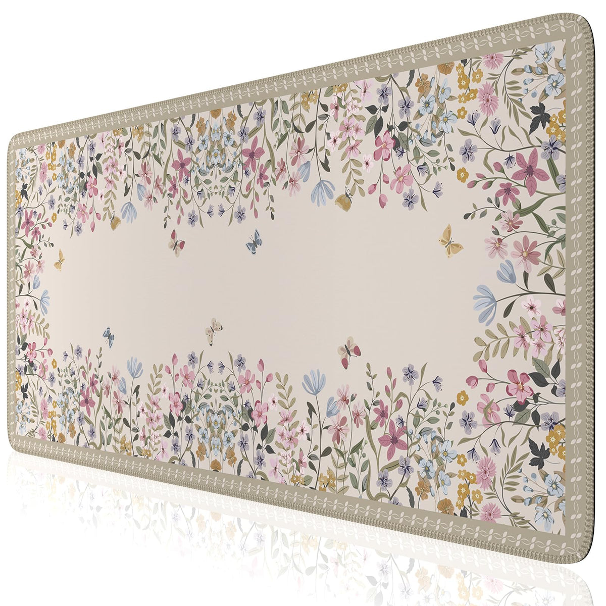 iCasso Desk Mat,Mouse Pad for Office Desk,35.4x15.7in,Pink Flowers