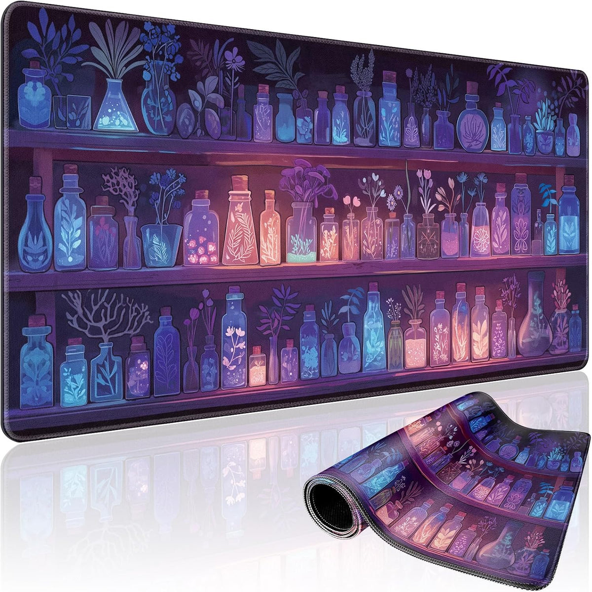 Mystical Potion Bottles Large Gaming Mouse Pad Desk Mat 31.5x15.7