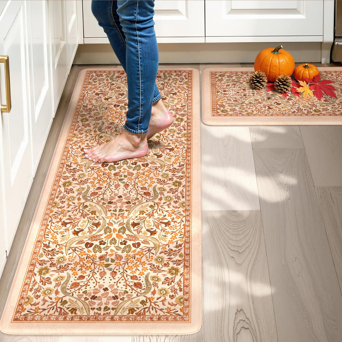 Collive Kitchen Mats for Floor, Kitchen Rugs Sets of 2 Non Slip Washable