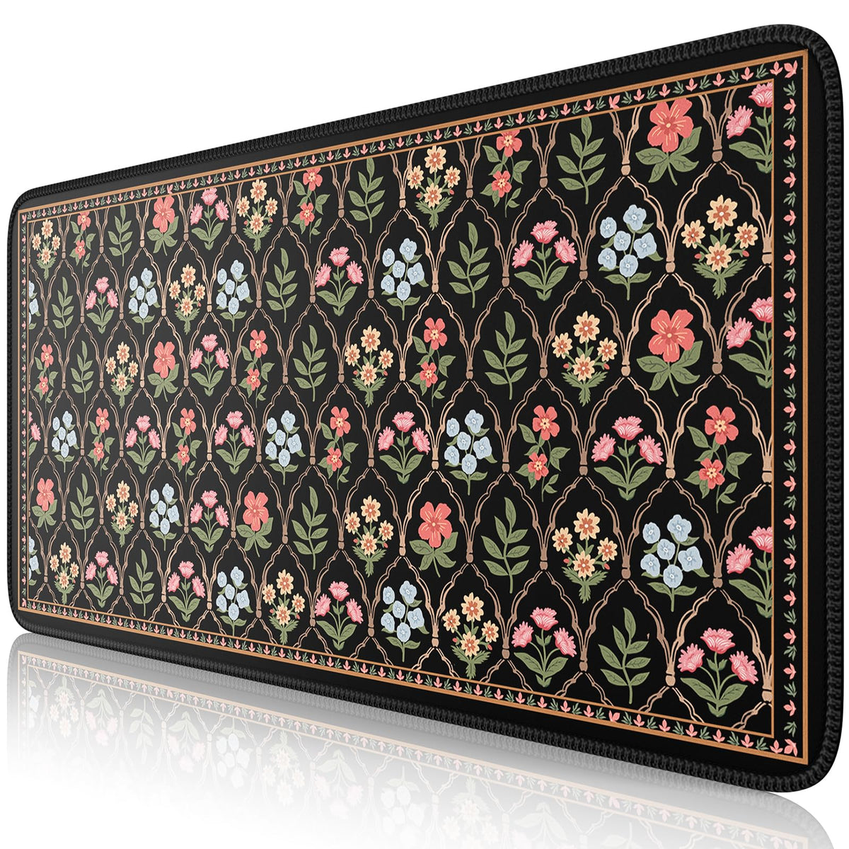 iCasso Desk Mat,Mouse Pad for Office Desk,35.4x15.7in,Pink Flowers