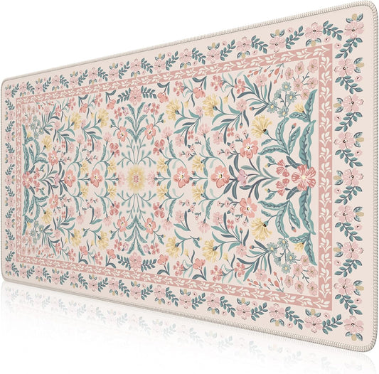 iCasso Desk Mat,Mouse Pad for Office Desk,35.4x15.7in,Pink Floral