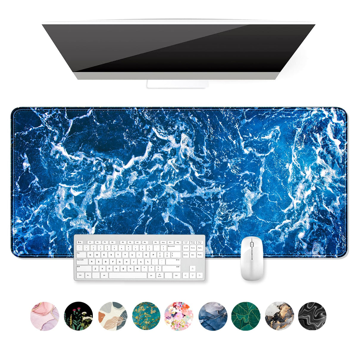 Desk Mat, Ultra Large Mouse Pad, XXL Gaming Mousepad, Green Tropical Leaves Deskpad, Big Extended Full Size Mouse Pad, Desktop Desk Matt for Keyboard, Laptop & Computer, 35.5 x 15.7 in