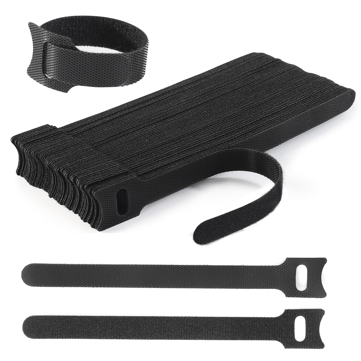 Nettbe 60 PCS 6 Inches Reusable Cable Ties, Adjustable Cord Straps Wire Organizer Cord Wrap and Hook Loop Cable Management