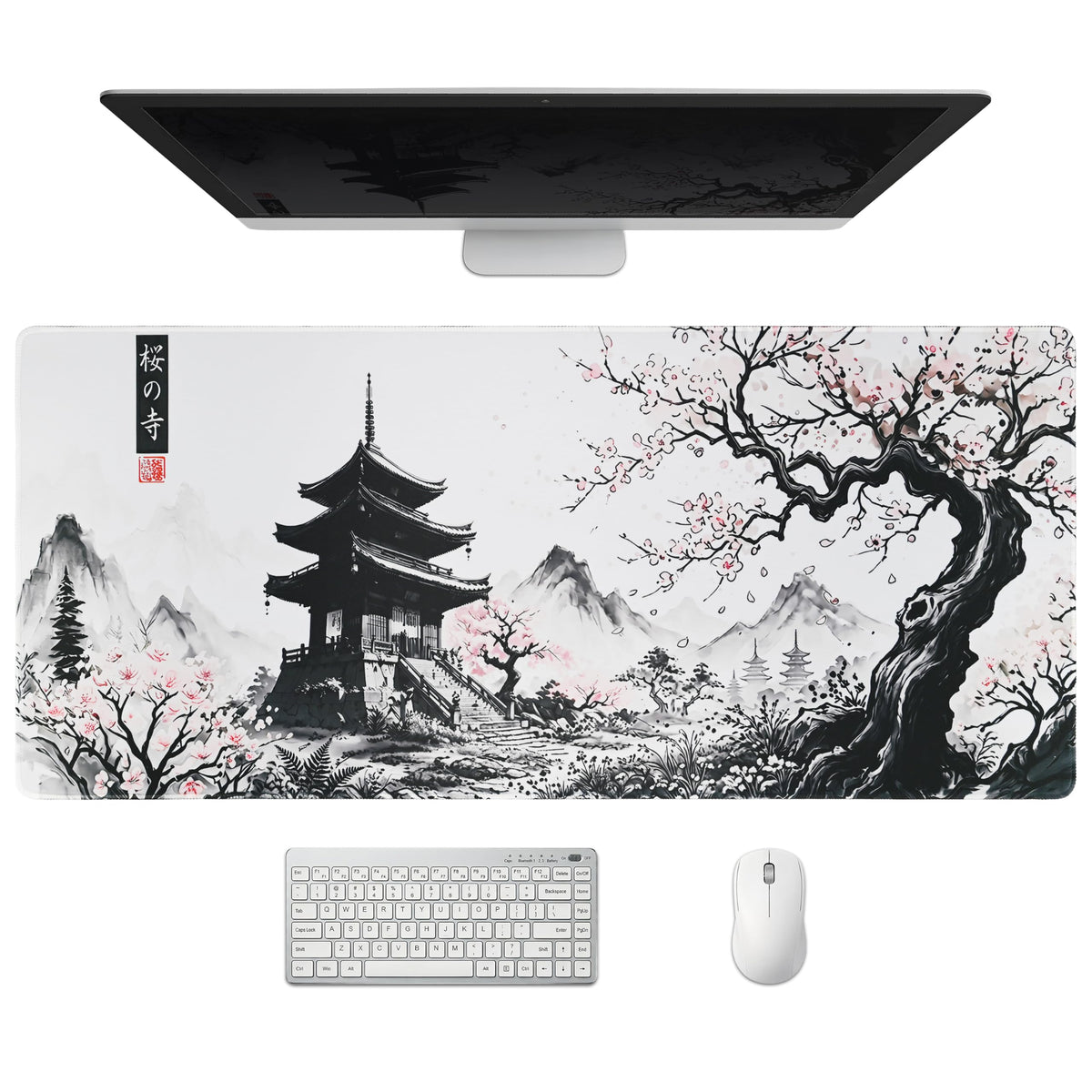 Extended Honeycomb Desk Mat, XXL Large Gaming Mouse Pad, Gold Glowing Pattern Stitched Edges Waterproof Non-Slip Rubber Base for Computer Keyboard Laptop Work Home Office 35.4"x15.7"
