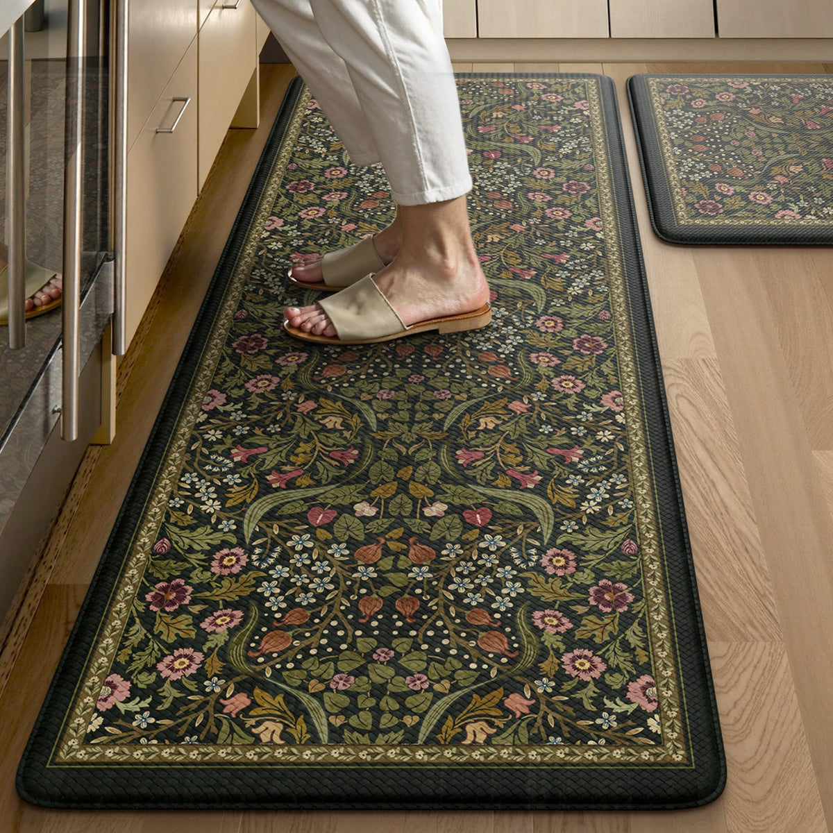 Collive Kitchen Mats for Floor, Kitchen Rugs Sets of 2 Non Slip Washable