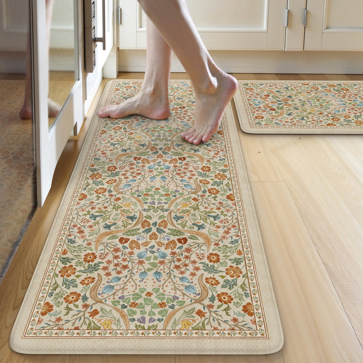Collive Kitchen Mats for Floor, Kitchen Rugs Sets of 2 Non Slip Washable