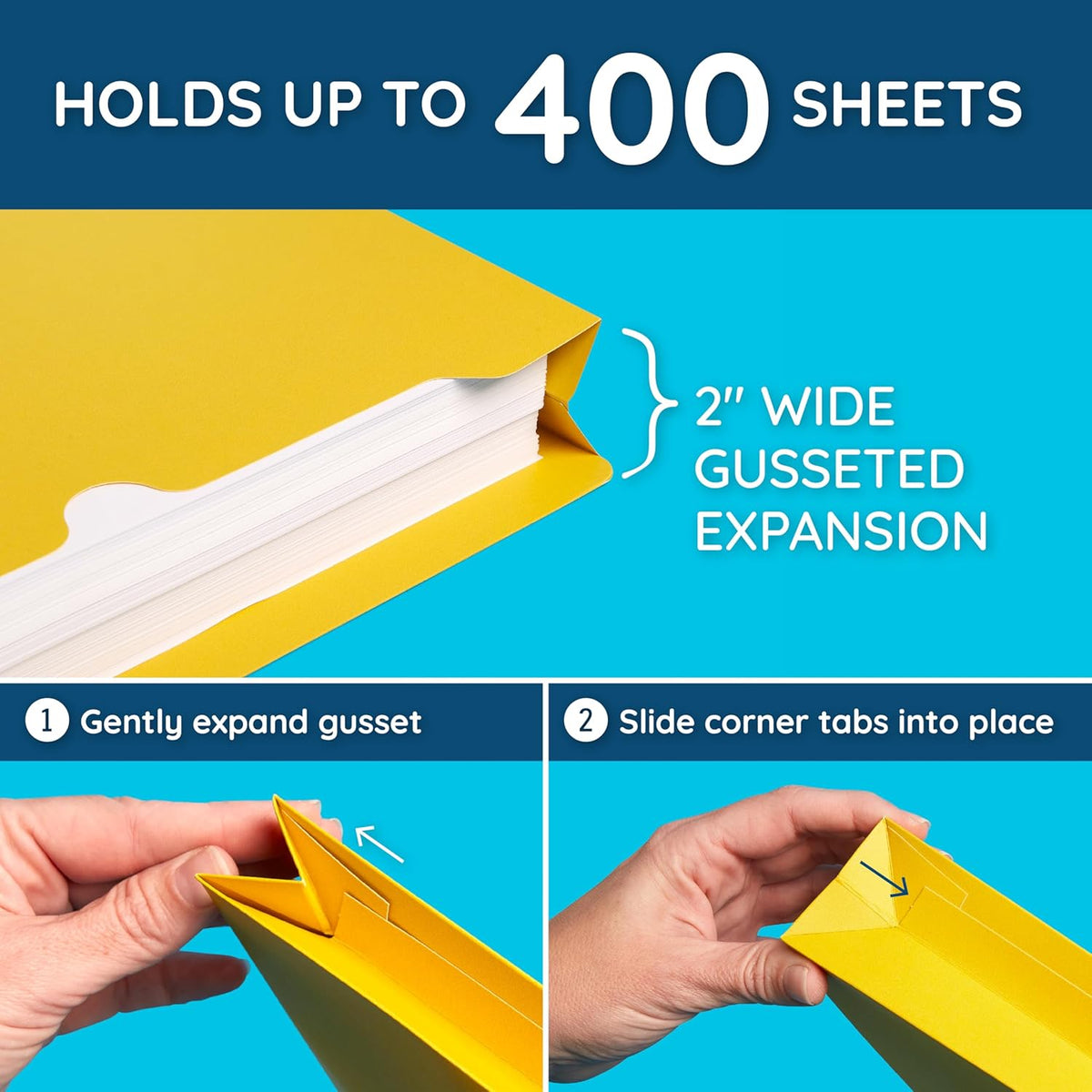Blue Summit Supplies 25 Expandable File Folders, Letter Size, 2", Assorted