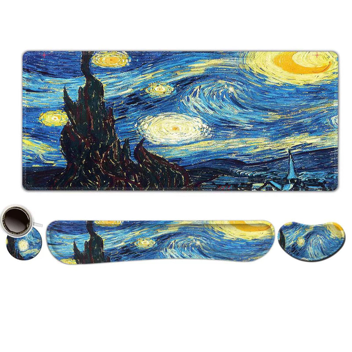 ToLuLu Extended Gaming Mouse Pad, Memory Foam Keyboard Mouse Wrist Rest Set