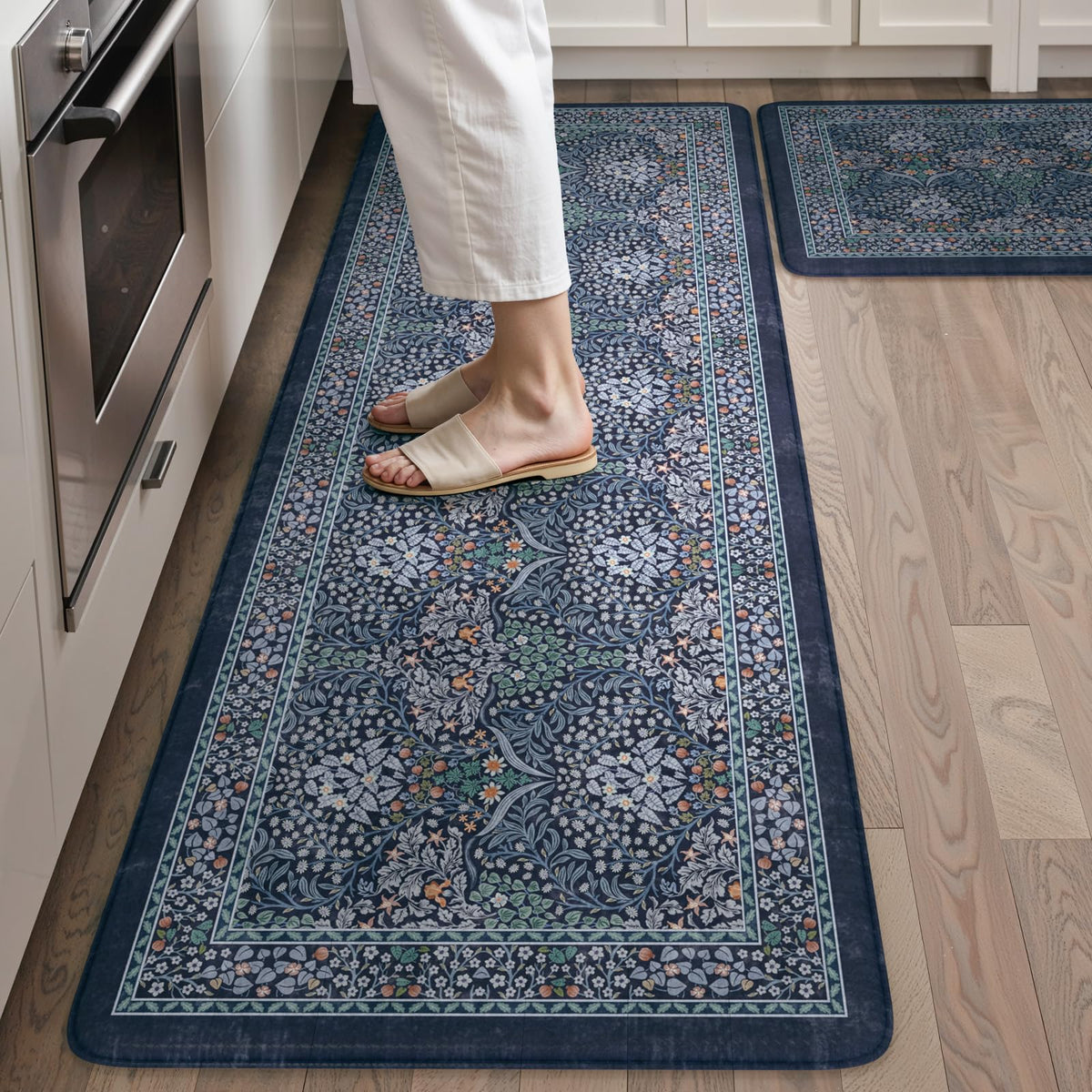 Collive Kitchen Mats for Floor, Kitchen Rugs Sets of 2 Non Slip Washable