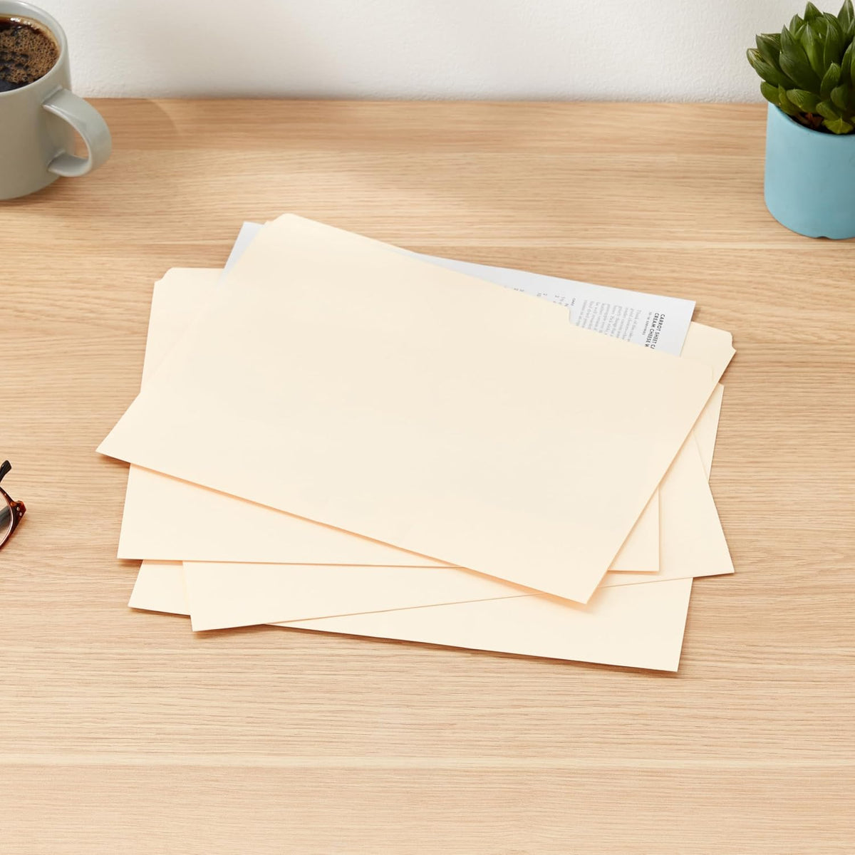 Amazon Basics Sturdy File Folders with Reinforced Tabs for Filing and Organization, 1/3-Cut Tab, Assorted Positions, Letter Size, 8.5x11 inches, Manila, 100-Pack
