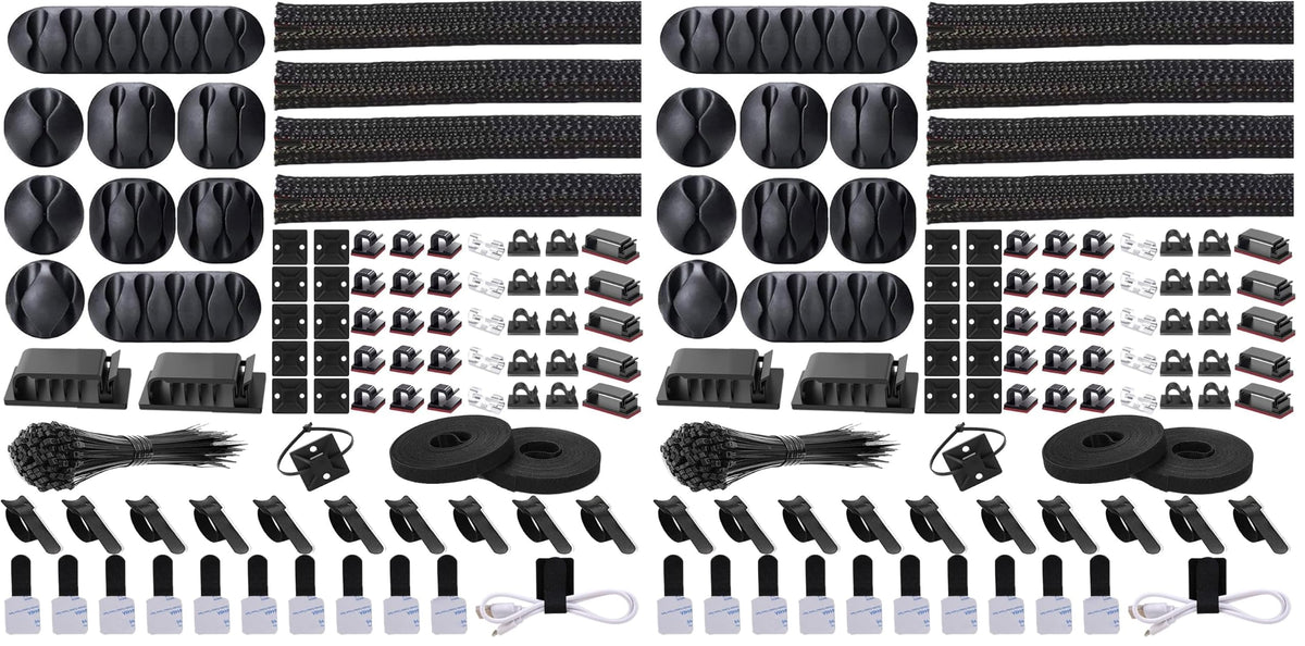 Cord Management Organizer Kit 4 Cable Sleeve split 192PCS Cable Management