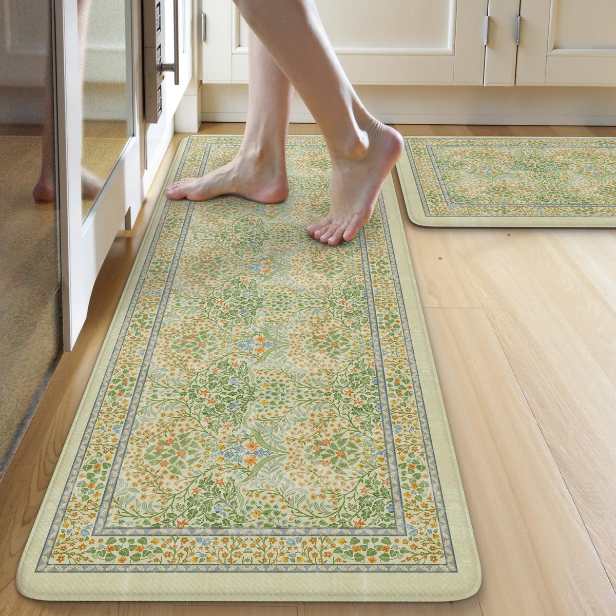 Collive Kitchen Mats for Floor, Kitchen Rugs Sets of 2 Non Slip Washable