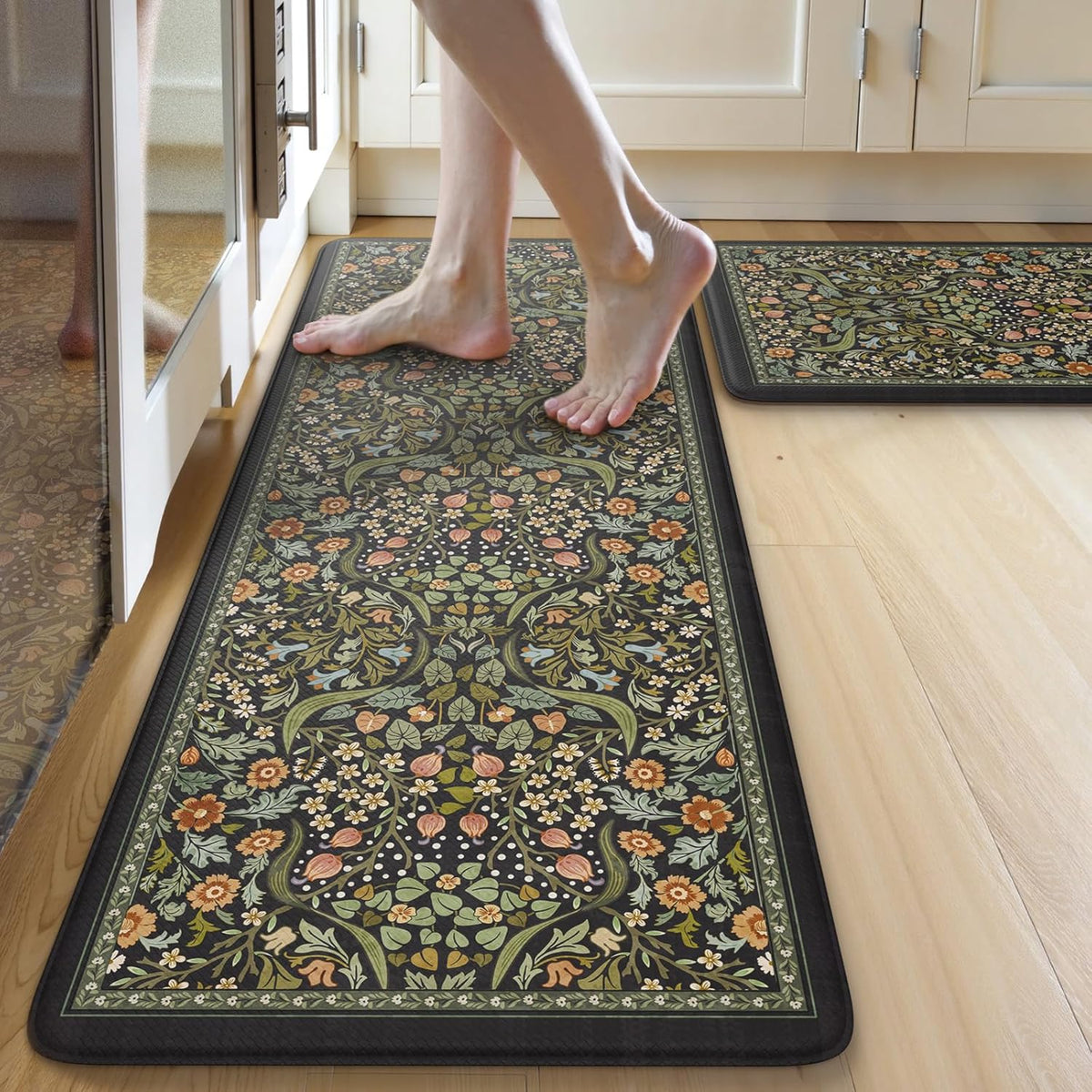 Collive Kitchen Mats for Floor, Kitchen Rugs Sets of 2 Non Slip Washable