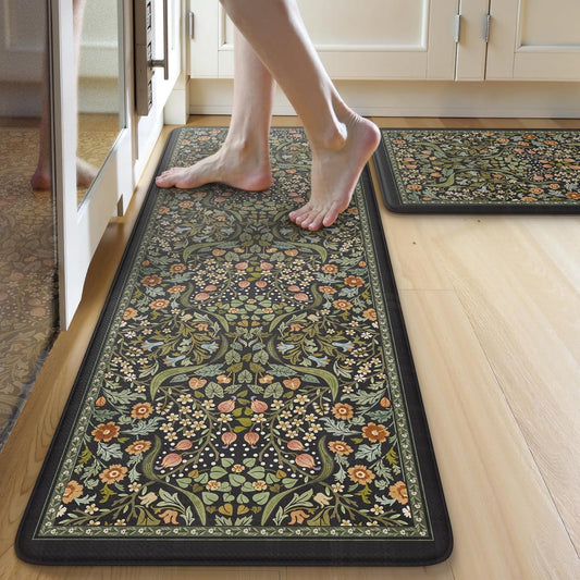 Collive Kitchen Mats for Floor, Kitchen Rugs Sets of 2 Non Slip Washable