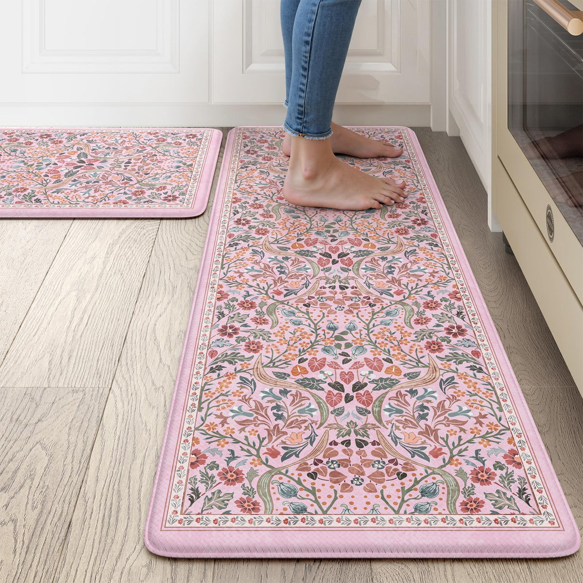 Collive Kitchen Mats for Floor, Kitchen Rugs Sets of 2 Non Slip Washable