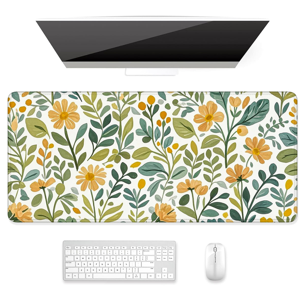 Desk Mat, Ultra Large Mouse Pad, XXL Gaming Mousepad, Green Tropical Leaves Deskpad, Big Extended Full Size Mouse Pad, Desktop Desk Matt for Keyboard, Laptop & Computer, 35.5 x 15.7 in