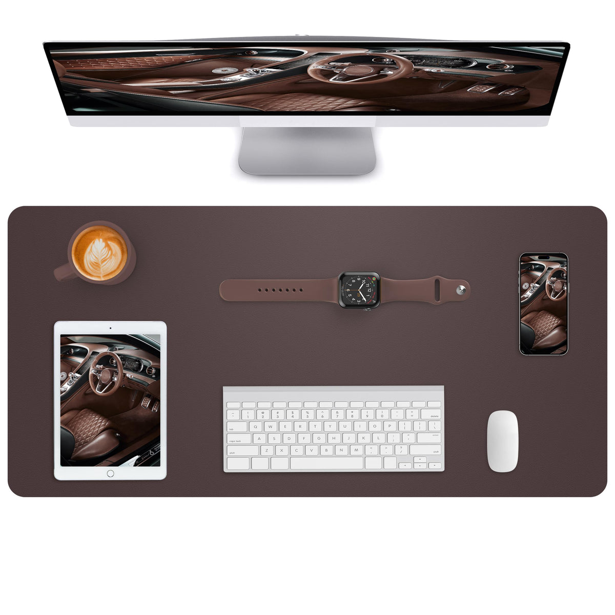 AFIING Leather Desk Pad Protector, Mouse Pad, Office Desk Mat, Non-Slip PU Leather Desk Blotter, Large Desk Mat, Waterproof Keyboard Mat for Office/Home/Decor (Dark Green, 48" x 17")