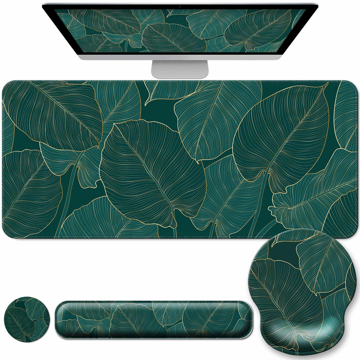 Desk Mat Set Keyboard and Mouse Pad with Wrist Rest Support