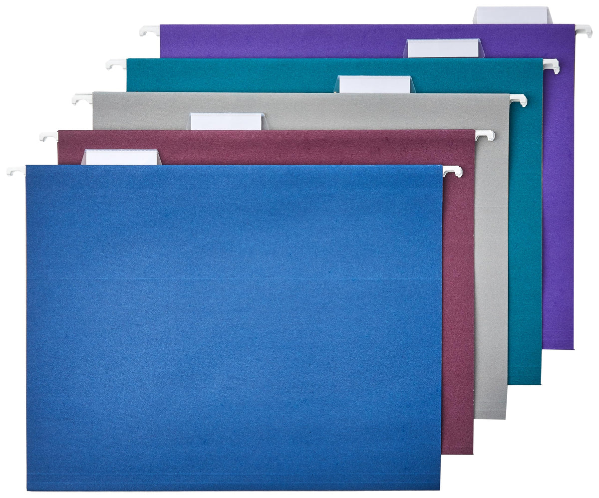 Amazon Basics Hanging File Folders with Adjustable Tabs for Document Organization, Letter Size, Gray, 25-Pack