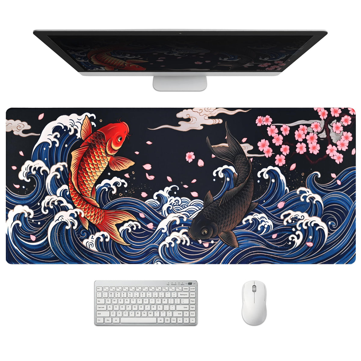 Extended Honeycomb Desk Mat, XXL Large Gaming Mouse Pad, Gold Glowing Pattern Stitched Edges Waterproof Non-Slip Rubber Base for Computer Keyboard Laptop Work Home Office 35.4"x15.7"