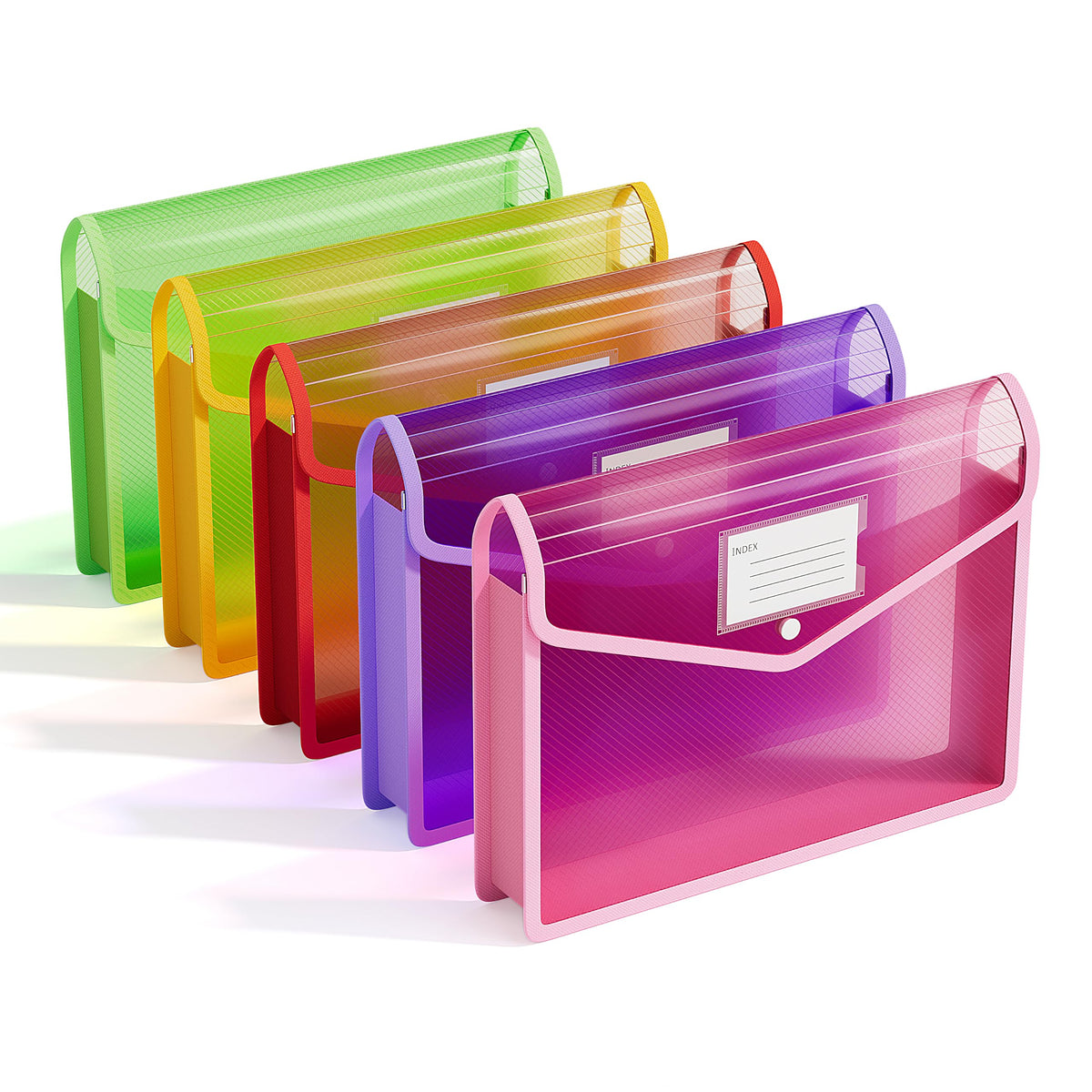 ThinkTex Plastic Expanding File Folders, Transparent Envelopes with Elastic