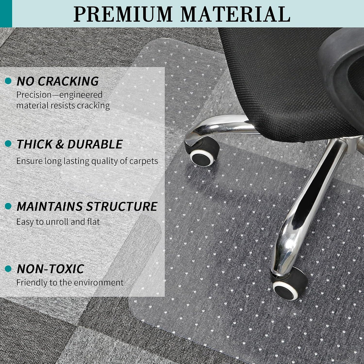 BesWin Office Chair Mat for Carpet, 30" x 48", Clear